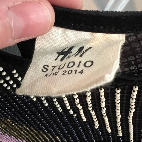 RUNWAY H&M STUDIO Beaded Paris Fashion Week Dress Long Sleeve Mini - Picture 7 of 9